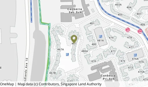Location map of Blk 467 Admiralty Dr, a HDB resale block in Sembawang, Singapore