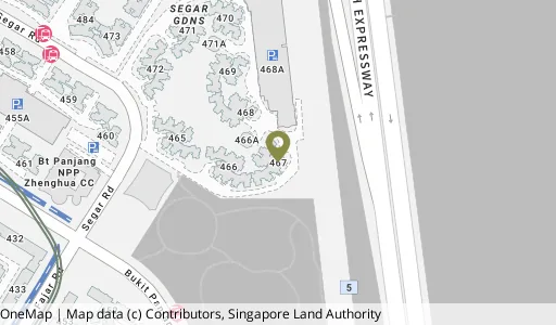 Location map of Blk 467 Segar Rd, a HDB resale block in Bukit Panjang, Singapore