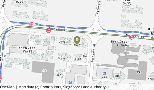 Location map of Blk 467A Fernvale Link, a HDB resale block in Sengkang, Singapore