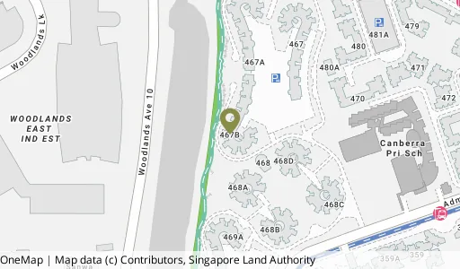 Location map of Blk 467B Admiralty Dr, a HDB resale block in Sembawang, Singapore
