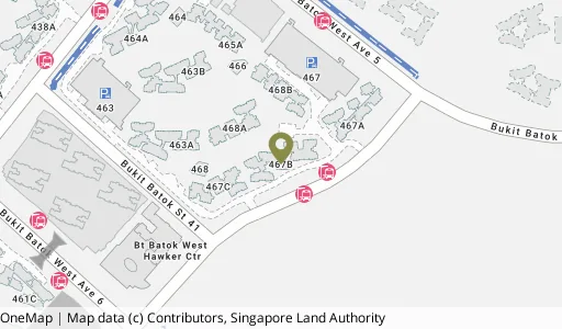 Location map of Blk 467B Bt Batok West Ave 9, a HDB resale block in Bukit Batok, Singapore