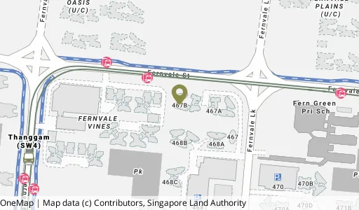 Location map of Blk 467B Fernvale Link, a HDB resale block in Sengkang, Singapore