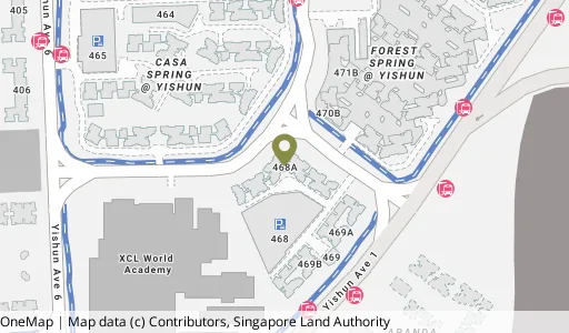 Location map of Blk 468A Yishun St 43, a HDB resale block in Yishun, Singapore