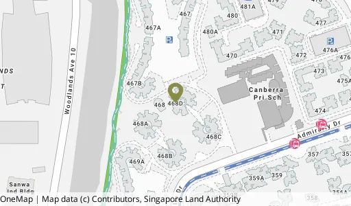 Location map of Blk 468D Admiralty Dr, a HDB resale block in Sembawang, Singapore