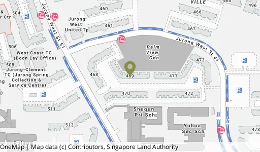Location map of Blk 469 Jurong West St 41, a HDB resale block in Jurong West, Singapore