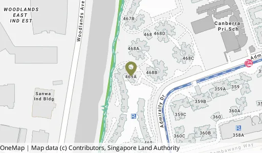 Location map of Blk 469A Admiralty Dr, a HDB resale block in Sembawang, Singapore