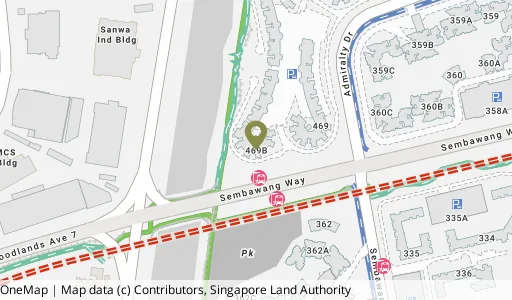 Location map of Blk 469B Admiralty Dr, a HDB resale block in Sembawang, Singapore