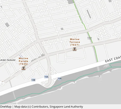 Map of the area around Blk 47 Marine Cres in Marine Parade, showing 400 m and 1 km rings and 3 primary schools within 1 km