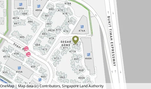 Location map of Blk 470 Segar Rd, a HDB resale block in Bukit Panjang, Singapore