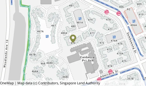 Location map of Blk 470 Sembawang Dr, a HDB resale block in Sembawang, Singapore