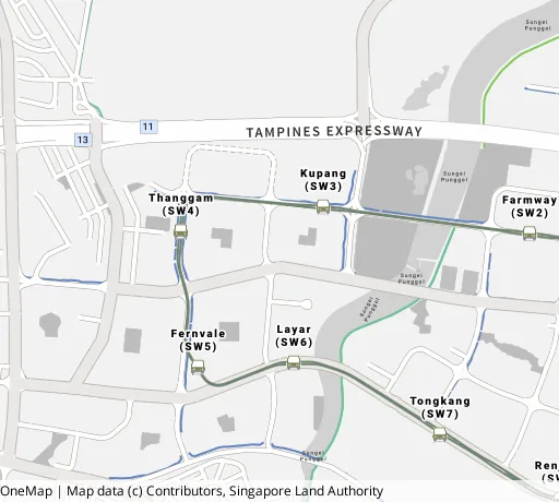 Map of the area around Blk 470A Fernvale Link in Sengkang, showing 400 m and 1 km rings and 3 primary schools within 1 km