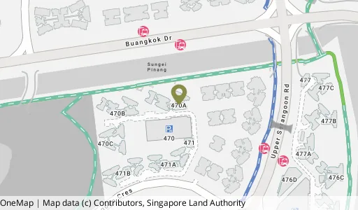 Location map of Blk 470A Upp Serangoon Cres, a HDB resale block in Hougang, Singapore