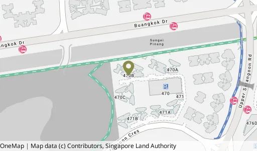 Location map of Blk 470B Upp Serangoon Cres, a HDB resale block in Hougang, Singapore
