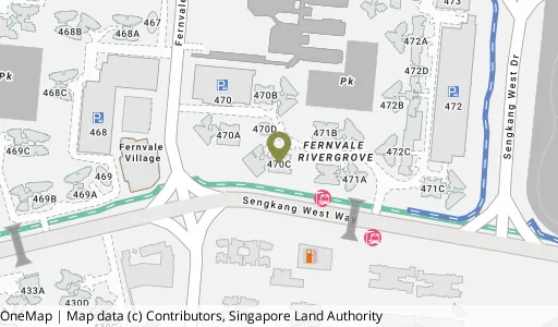 Location map of Blk 470C Fernvale Link, a HDB resale block in Sengkang, Singapore
