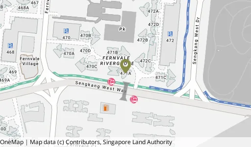 Location map of Blk 471A Fernvale St, a HDB resale block in Sengkang, Singapore