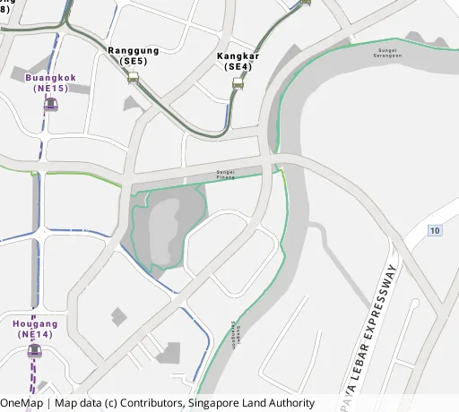 Map of the area around Blk 471A Upp Serangoon Cres in Hougang, showing 400 m and 1 km rings and 3 primary schools within 1 km