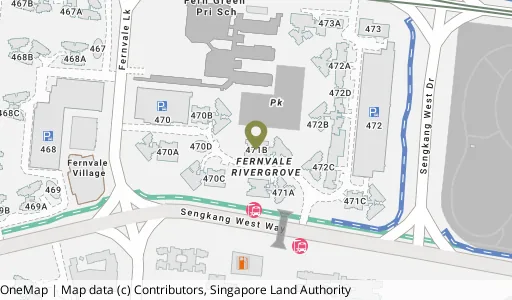 Location map of Blk 471B Fernvale St, a HDB resale block in Sengkang, Singapore