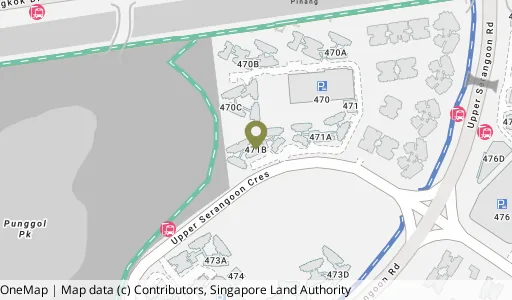 Location map of Blk 471B Upp Serangoon Cres, a HDB resale block in Hougang, Singapore