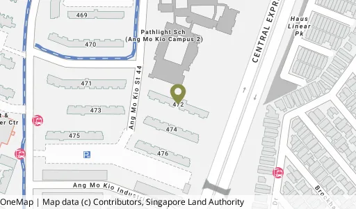 Location map of Blk 472 Ang Mo Kio Ave 10, a HDB resale block in Ang Mo Kio, Singapore