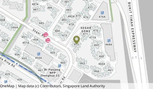 Location map of Blk 472 Segar Rd, a HDB resale block in Bukit Panjang, Singapore