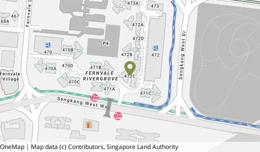 Location map of Blk 472C Fernvale St, a HDB resale block in Sengkang, Singapore