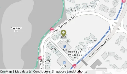 Location map of Blk 473A Upp Serangoon Cres, a HDB resale block in Hougang, Singapore