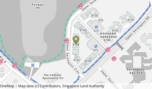 Location map of Blk 475B Upp Serangoon Cres, a HDB resale block in Hougang, Singapore