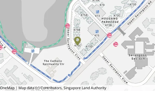 Location map of Blk 475C Upp Serangoon Cres, a HDB resale block in Hougang, Singapore