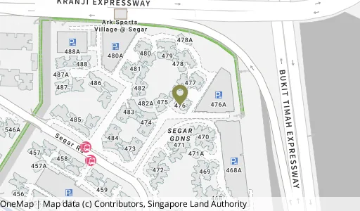 Location map of Blk 476 Segar Rd, a HDB resale block in Bukit Panjang, Singapore