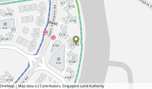 Location map of Blk 476C Upp Serangoon View, a HDB resale block in Hougang, Singapore