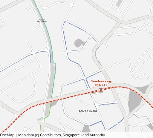 Map of the area around Blk 477 Sembawang Dr in Sembawang, showing 400 m and 1 km rings and 5 primary schools within 1 km