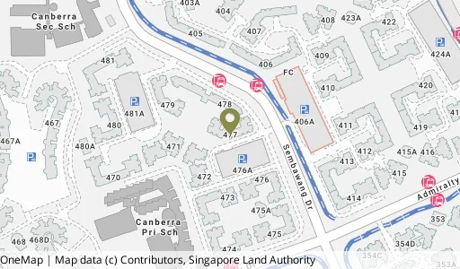 Location map of Blk 477 Sembawang Dr, a HDB resale block in Sembawang, Singapore