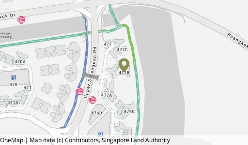 Location map of Blk 477B Upp Serangoon View, a HDB resale block in Hougang, Singapore