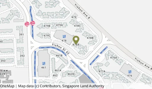 Location map of Blk 478A Yishun St 44, a HDB resale block in Yishun, Singapore