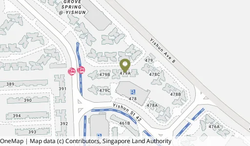 Location map of Blk 479A Yishun St 42, a HDB resale block in Yishun, Singapore