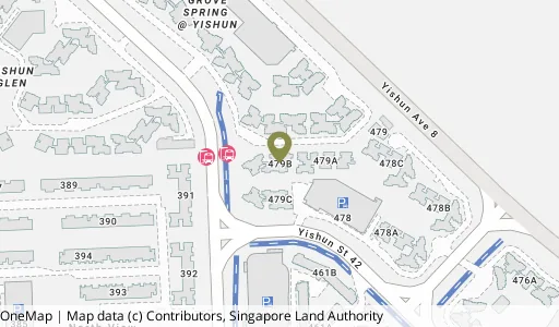 Location map of Blk 479B Yishun St 42, a HDB resale block in Yishun, Singapore