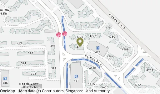 Location map of Blk 479C Yishun St 42, a HDB resale block in Yishun, Singapore