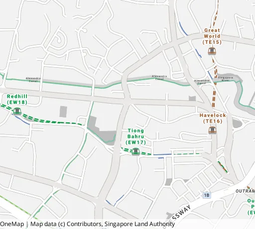 Map of the area around Blk 48 Lower Delta Rd in Bukit Merah, showing 400 m and 1 km rings and 2 primary schools within 1 km