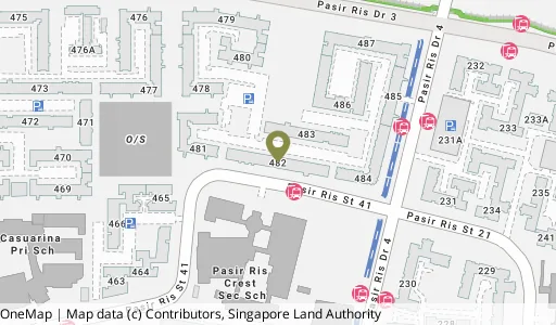 Location map of Blk 482 Pasir Ris Dr 4, a HDB resale block in Pasir Ris, Singapore