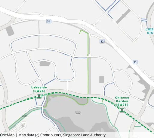 Map of the area around Blk 484 Jurong West Ave 1 in Jurong West, showing 400 m and 1 km rings and 4 primary schools within 1 km