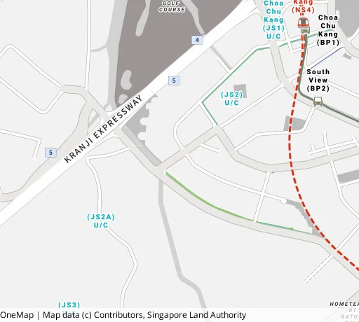 Map of the area around Blk 484A Choa Chu Kang Ave 5 in Choa Chu Kang, showing 400 m and 1 km rings and 2 primary schools within 1 km