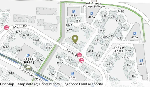Location map of Blk 485 Segar Rd, a HDB resale block in Bukit Panjang, Singapore
