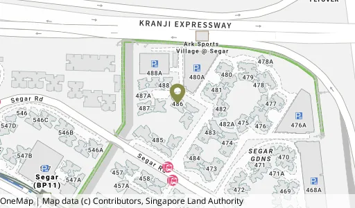 Location map of Blk 486 Segar Rd, a HDB resale block in Bukit Panjang, Singapore