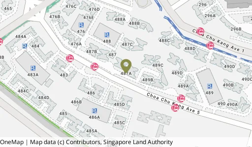 Location map of Blk 487A Choa Chu Kang Ave 5, a HDB resale block in Choa Chu Kang, Singapore
