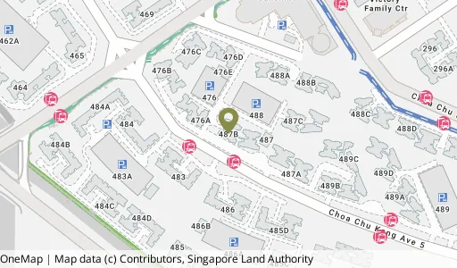 Location map of Blk 487B Choa Chu Kang Ave 5, a HDB resale block in Choa Chu Kang, Singapore