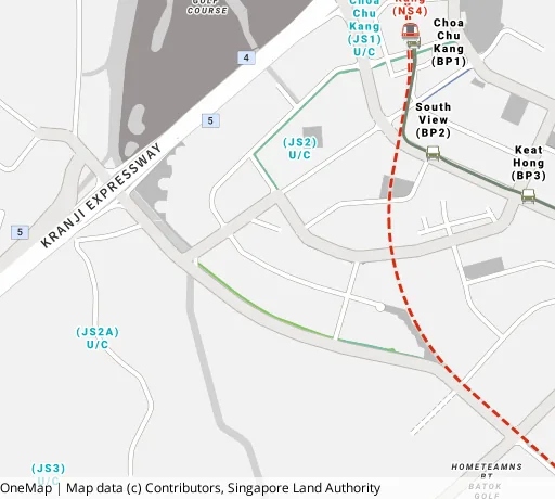 Map of the area around Blk 487C Choa Chu Kang Ave 5 in Choa Chu Kang, showing 400 m and 1 km rings and 3 primary schools within 1 km