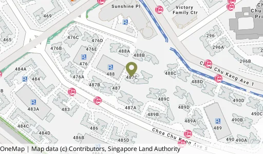 Location map of Blk 487C Choa Chu Kang Ave 5, a HDB resale block in Choa Chu Kang, Singapore