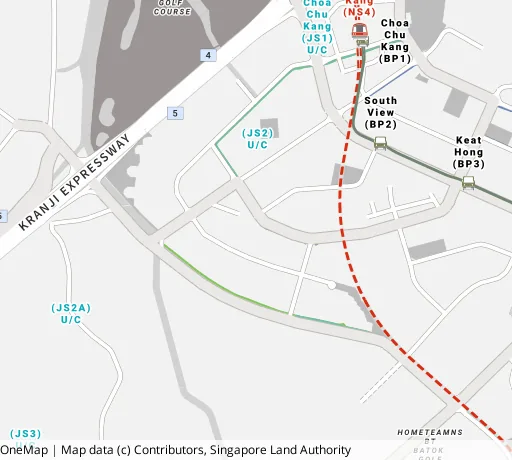 Map of the area around Blk 488C Choa Chu Kang Ave 5 in Choa Chu Kang, showing 400 m and 1 km rings and 3 primary schools within 1 km