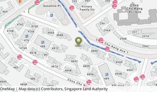 Location map of Blk 488C Choa Chu Kang Ave 5, a HDB resale block in Choa Chu Kang, Singapore