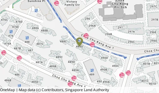 Location map of Blk 488D Choa Chu Kang Ave 5, a HDB resale block in Choa Chu Kang, Singapore